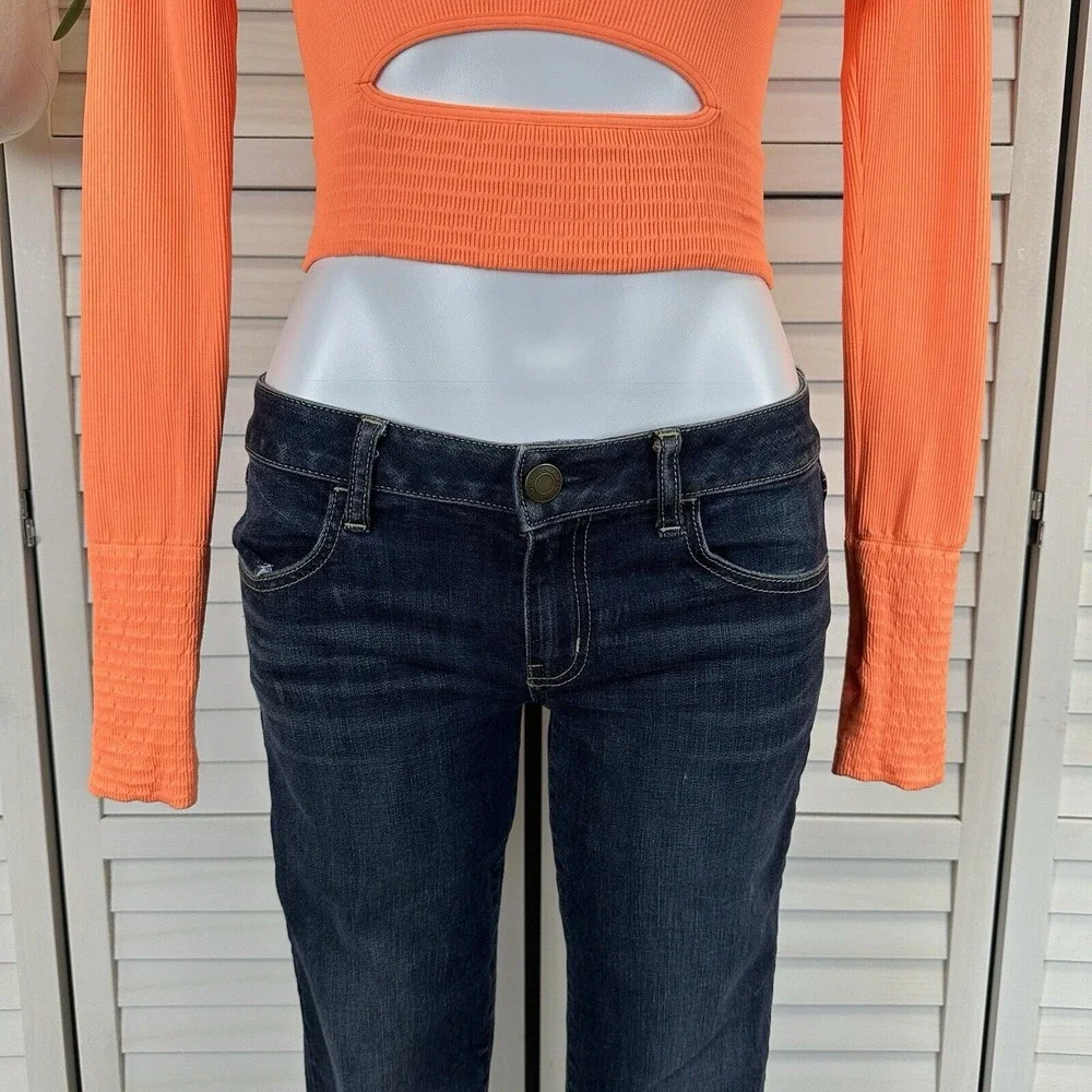 Free People Movement‎ Cut It Out Long Sleeve Crop Top Neon Orange Size XS/S